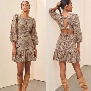 NWT MAEVE for Anthropologie Knit Cut-Out Mini Dress Brown Motif Size 0